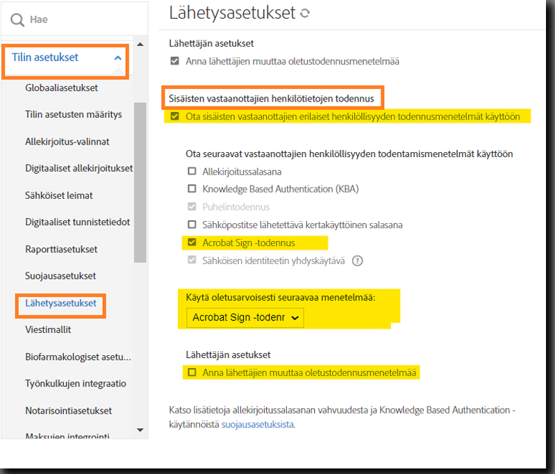 Siirry todennuksen ohjausobjekteihin