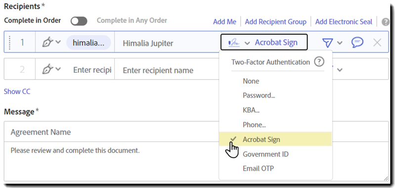Todennusmenetelmän valitseminen