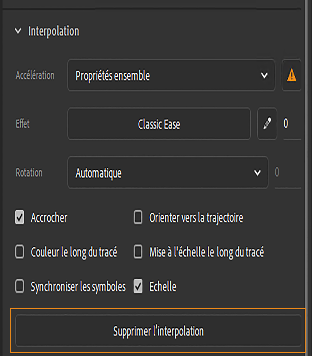 Supprimer l’interpolation