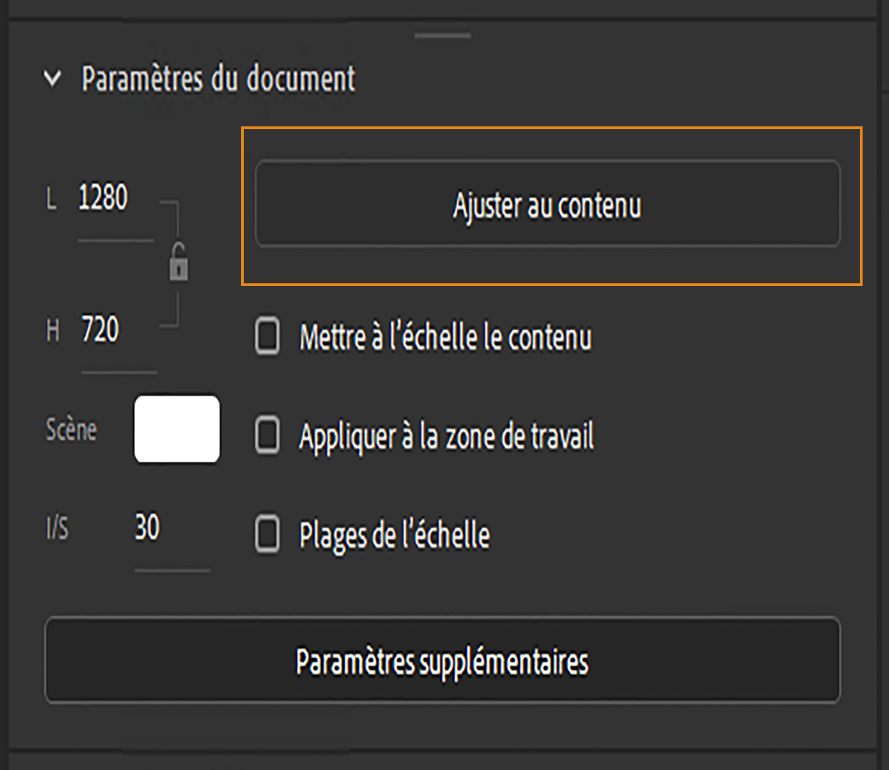 Option Correspondance du contenu