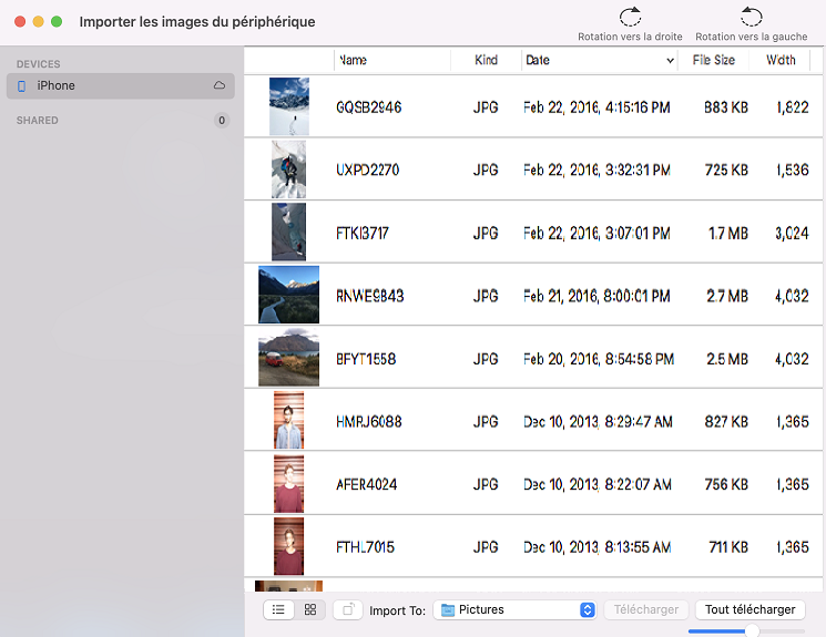 Importation depuis un appareil sous macOS