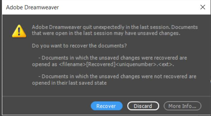 Récupération automatique sous Dreamweaver