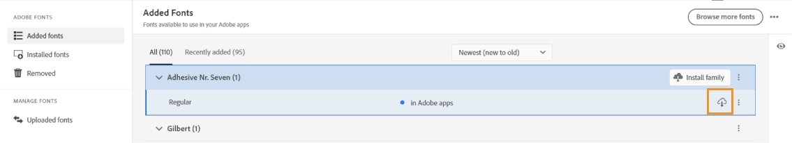 La liste des polices installées est présentée