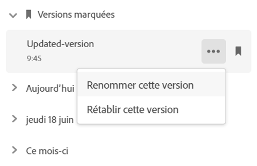 Récupération d’une version précédente sur le site de Creative Cloud