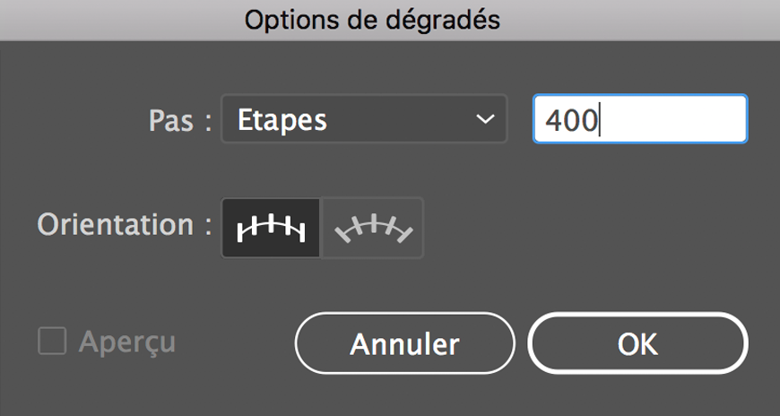 Options de dégradé