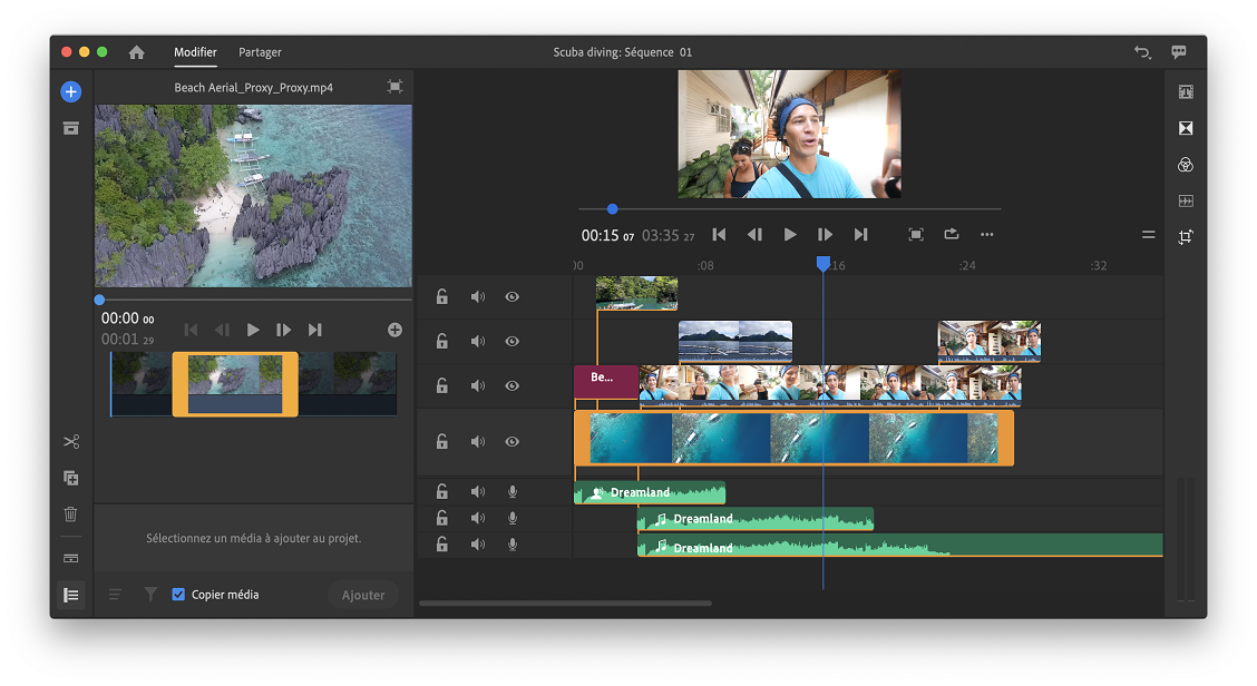 Ajouter la partie sélectionnée de l’élément