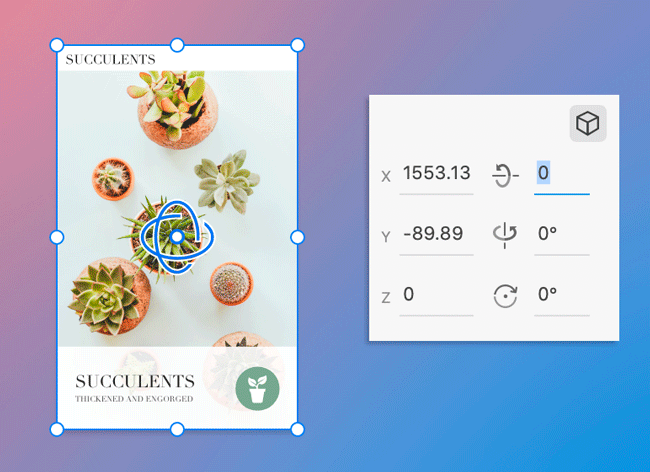 Faire pivoter l’objet autour de l’axe X