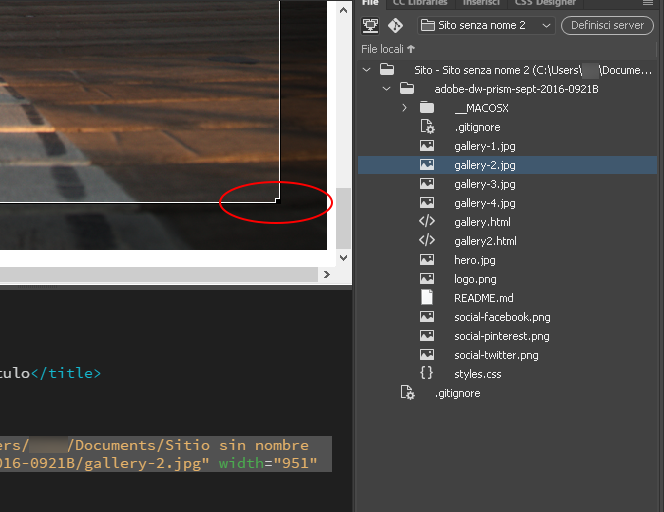 Ritagliare le immagini in Dreamweaver
