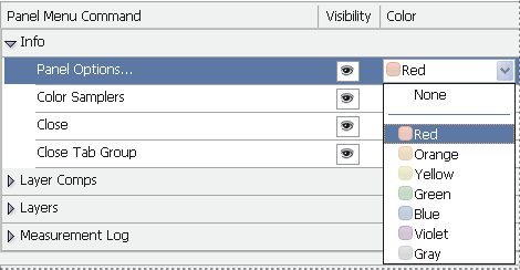 Scelta del colore per la voce di menu in Photoshop