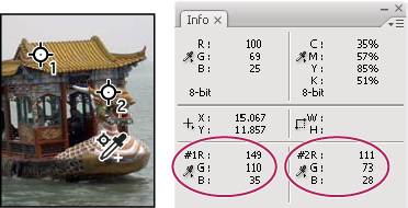 Campionatori colore e pannello Info in Photoshop
