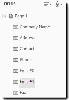 Nomi campo senza argomenti