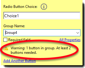 Avvertenza del pulsante di scelta