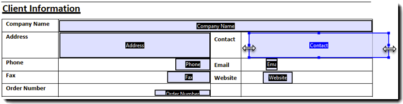 Regola manualmente la larghezza del campo per adattarla