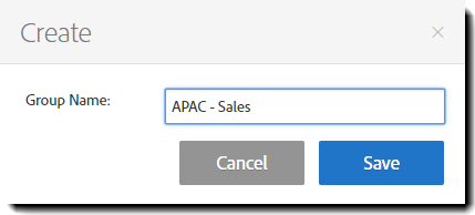 Finestra a comparsa Crea per i gruppi