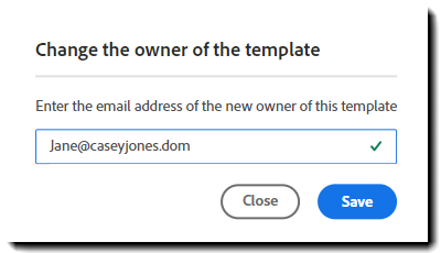 Inserisci l’e-mail del nuovo proprietario.