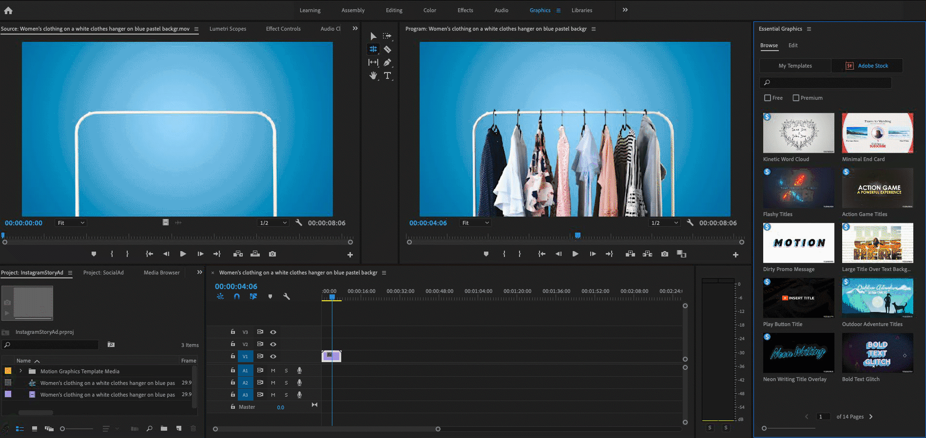 Integrare i modelli di grafica animata di Adobe Stock in Premiere Pro