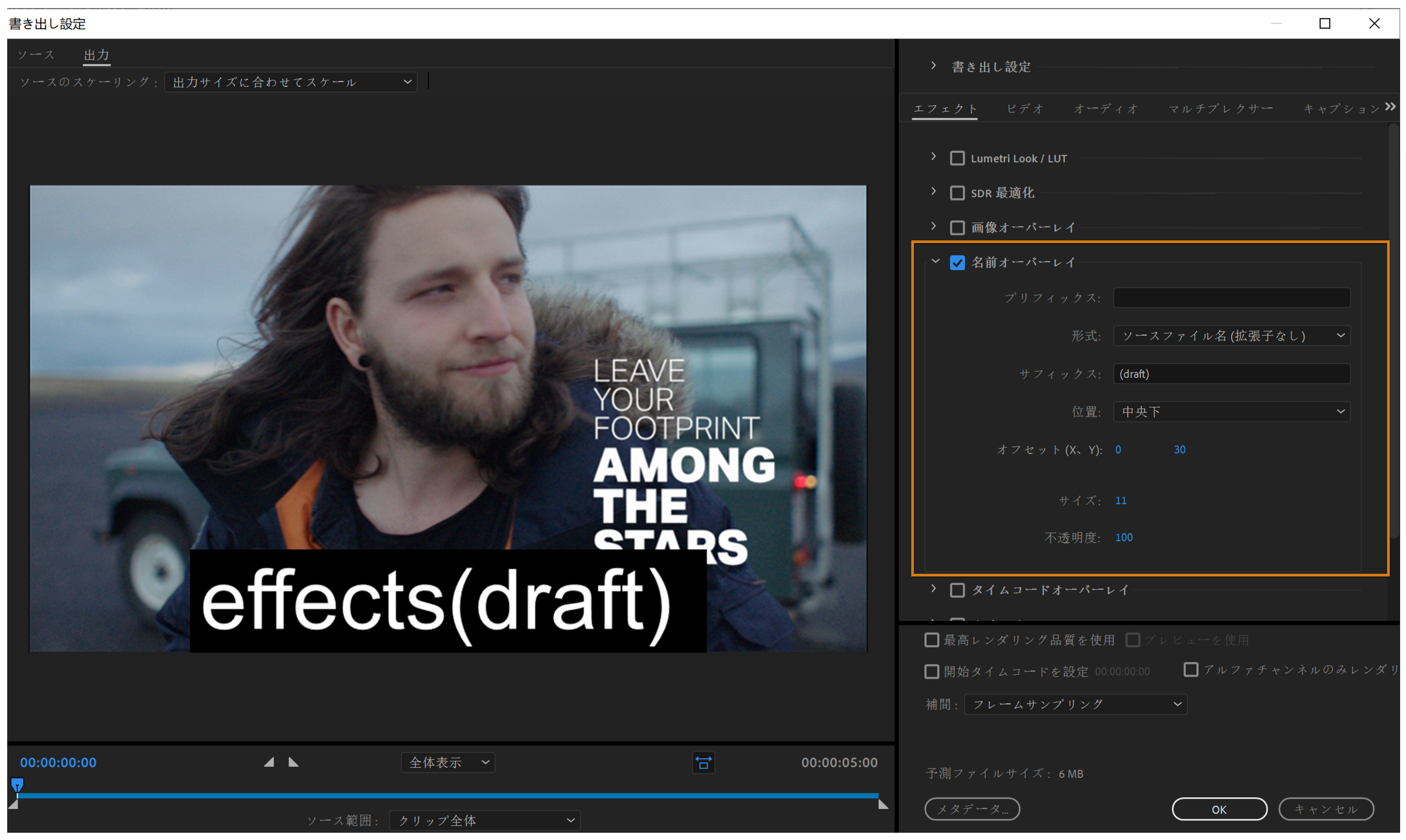 名前オーバーレイ