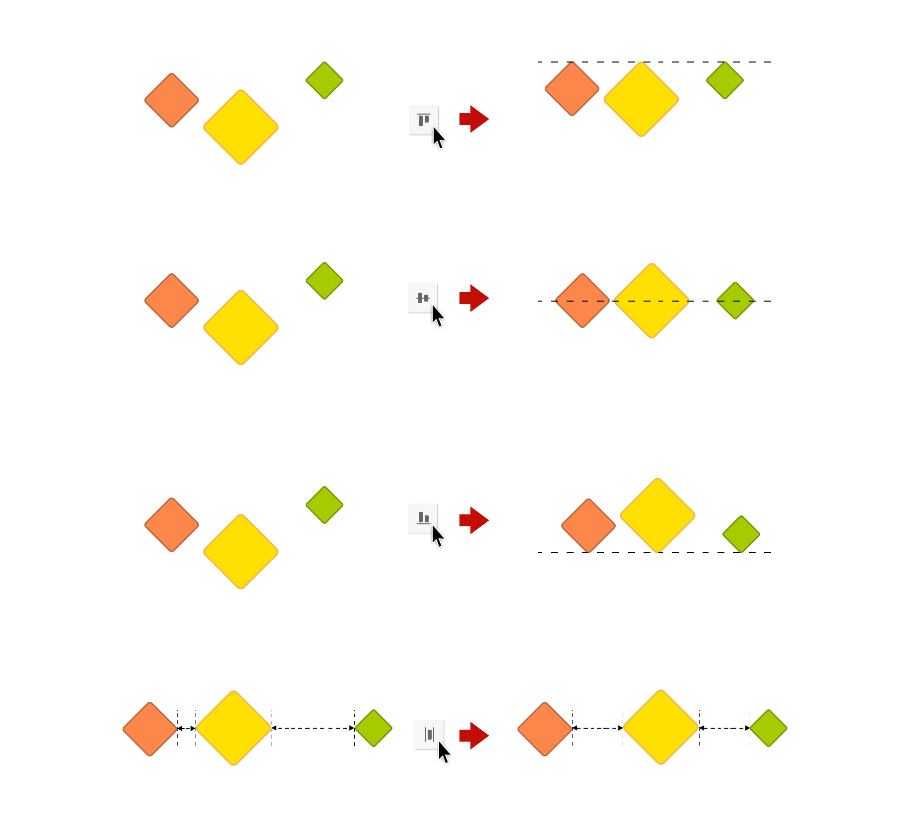 オブジェクトを水平方向に整列する