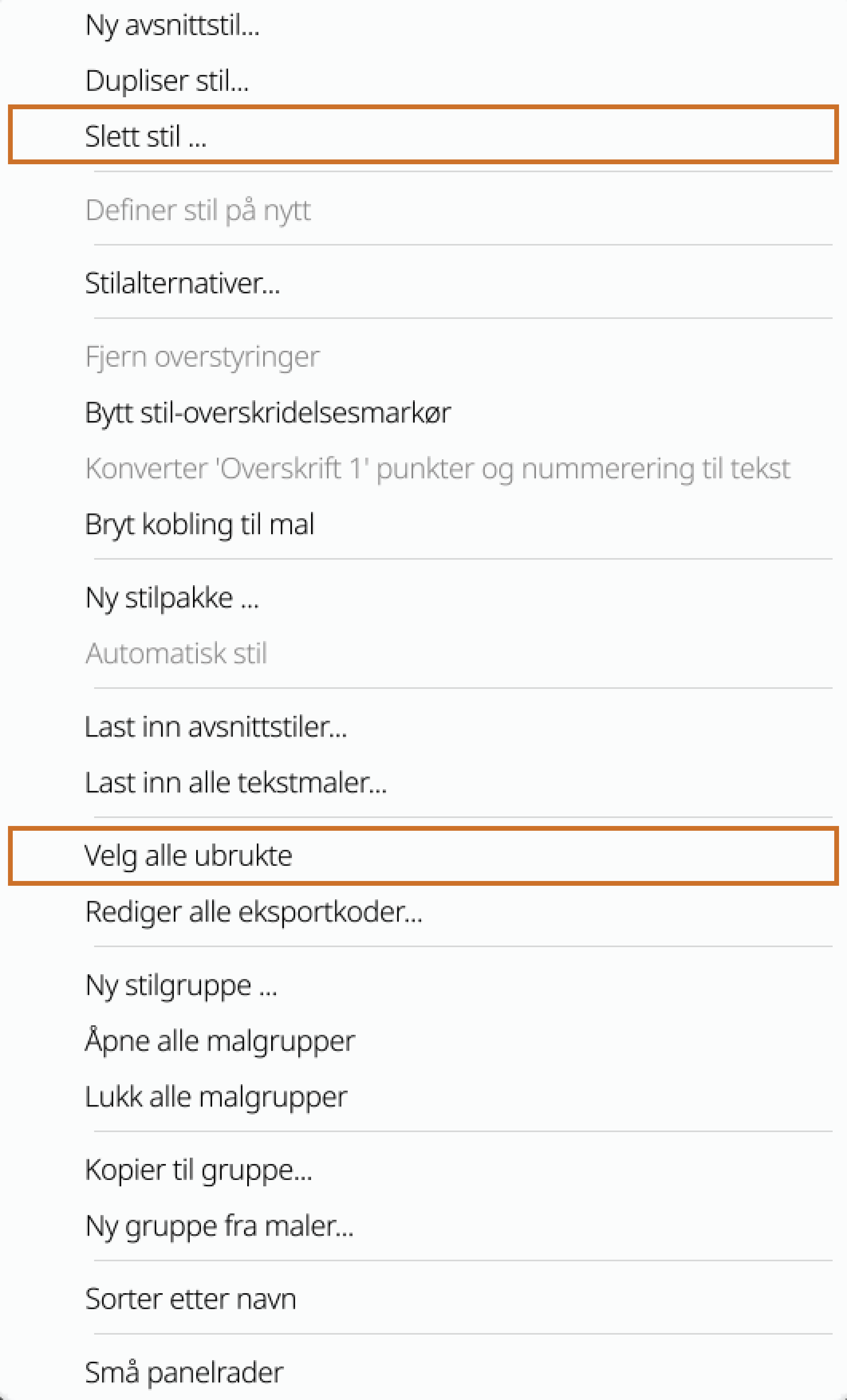 Slett tegn- eller avsnittstiler i InDesign