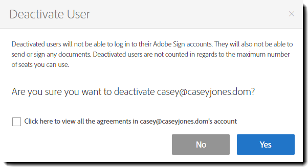 Vinduet Deaktiver bruker
