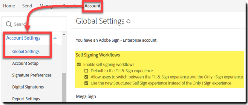 Gå til innstillinger