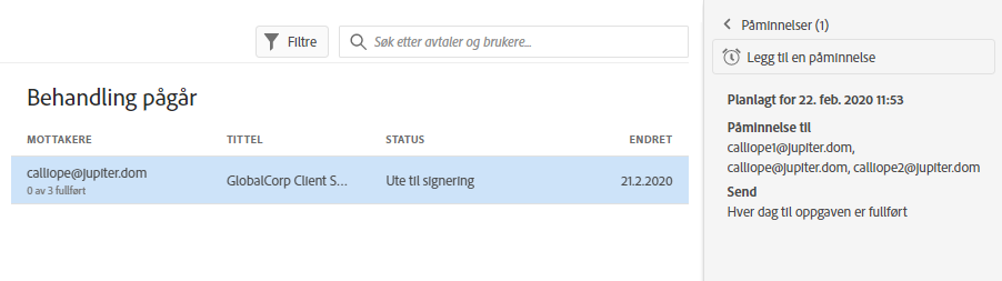 Eksisterende påminnelse