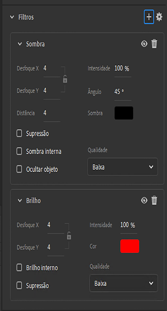 Configurações de filtro modernizado