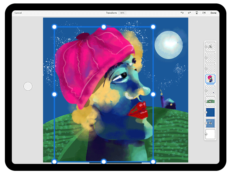 Usar o ajuste na ferramenta Transformar para ter precisão ao trabalhar com sua ilustração