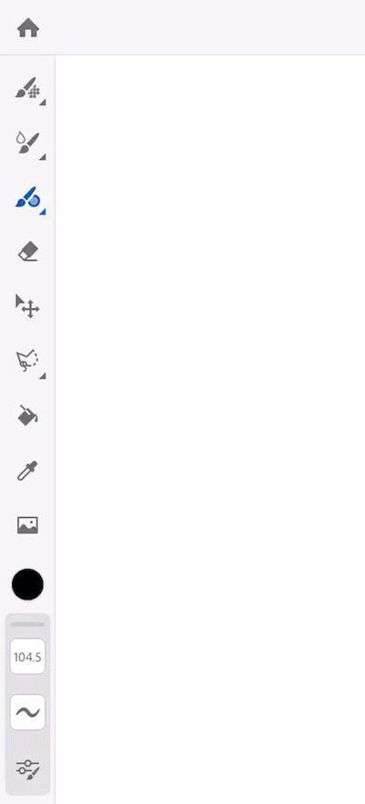 Conforme você faz alterações nas configurações do pincel de vetor, será possível ver como o traçado do pincel muda.