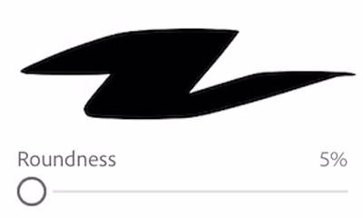 A redondeza controla a forma da ponta de seu pincel.