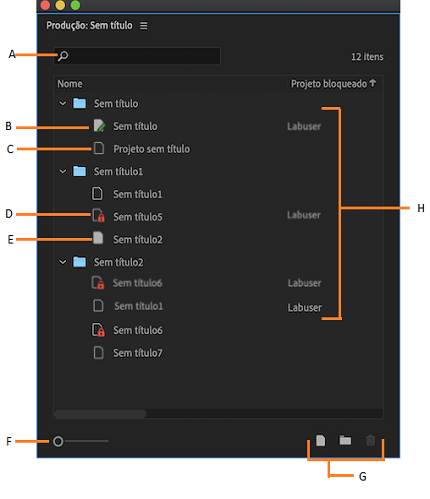 Interface do painel de produção
