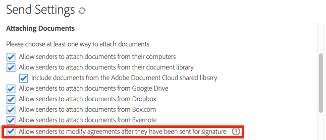 Permitir que os remetentes modifiquem os contratos enviados para assinatura