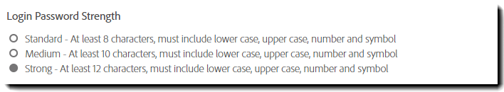 Nível de segurança da senha de logon