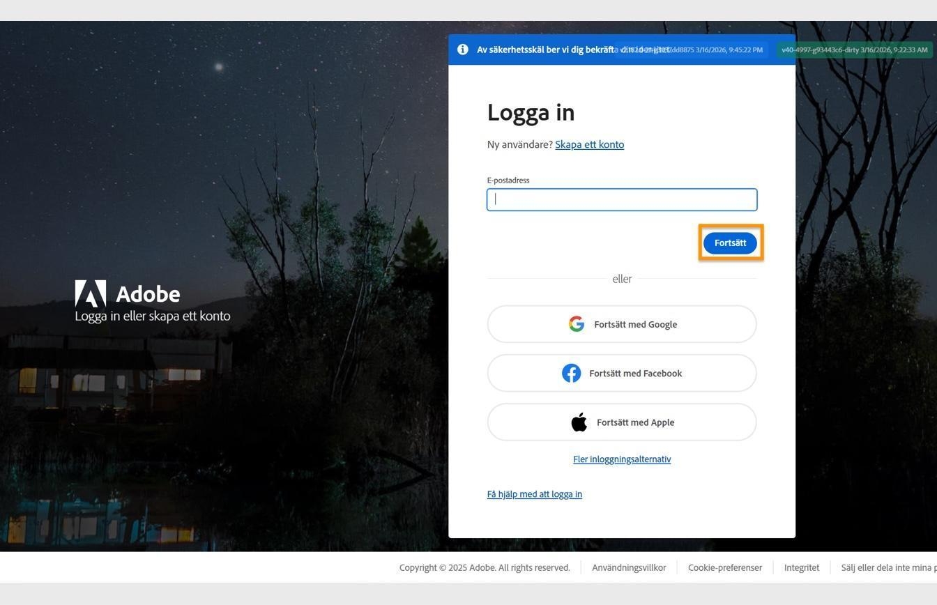 Fältet för att ange en e-postadress, som finns på höger sida av inloggningssidan, gör att du kan skriva in din e-postadress och logga in på ditt konto. 