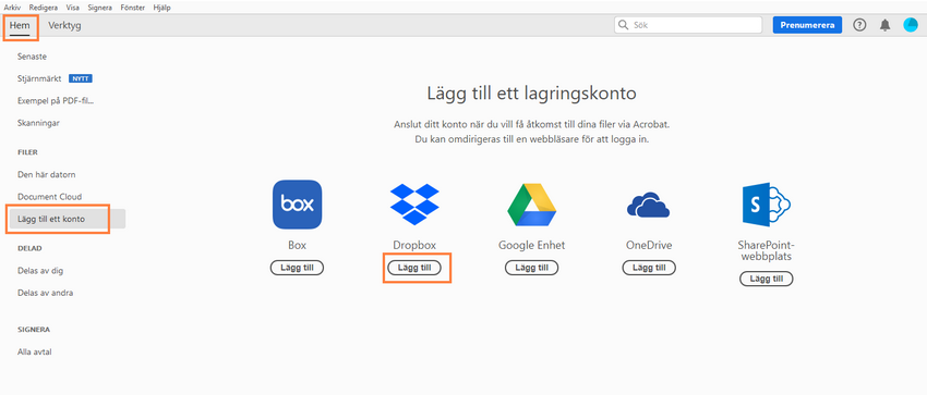 Lägg till Dropbox