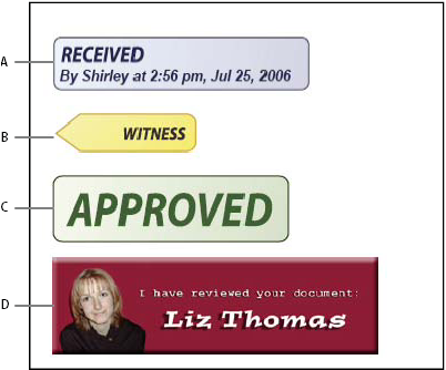 Stämpelkategorier i Acrobat