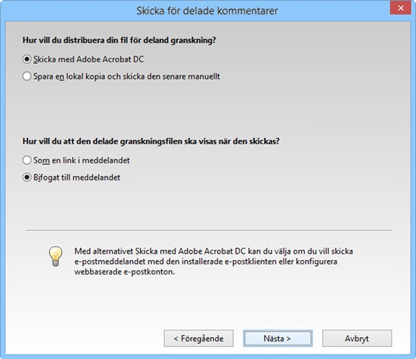 Skicka som bilaga eller länk