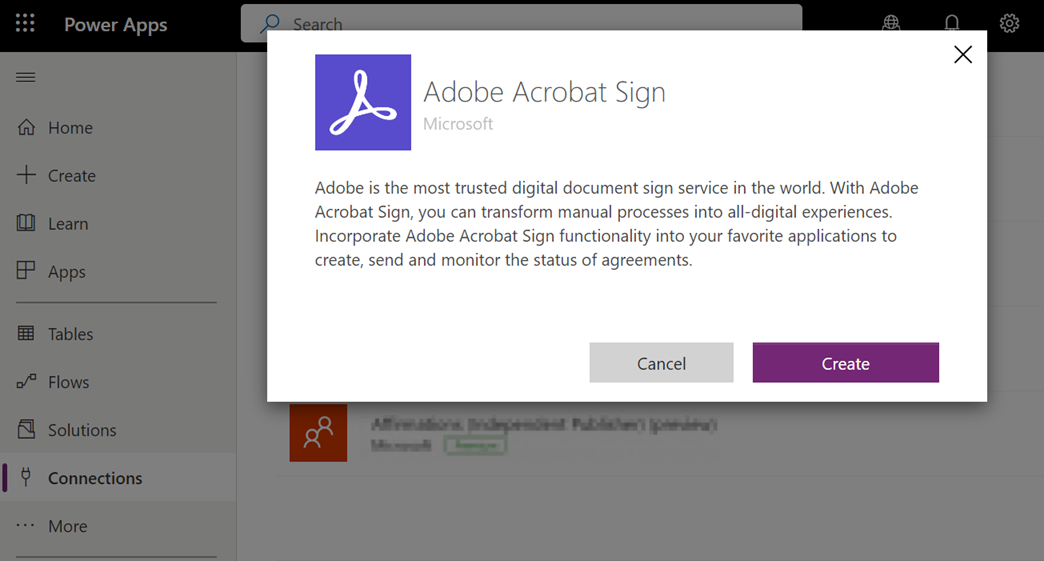 Anslut Acrobat Sign till Microsoft Power Apps