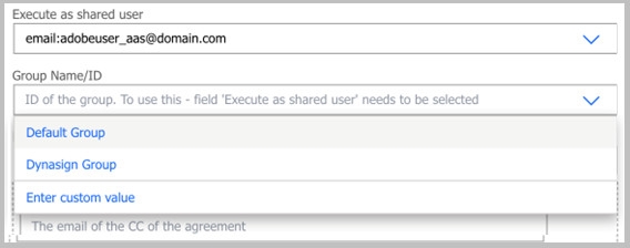 Välj Gruppnamn/ID för att aktivera användare i flera grupper på Acrobat Sign Government-anslutningen.