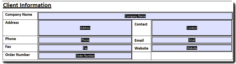 Alla fält har korrekt storlek och placering 