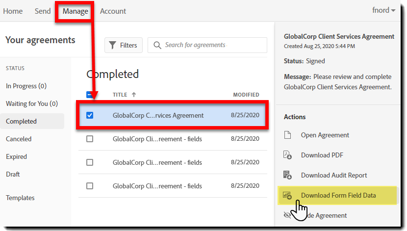 Exportera avtalsdata – modernt användargränssnitt