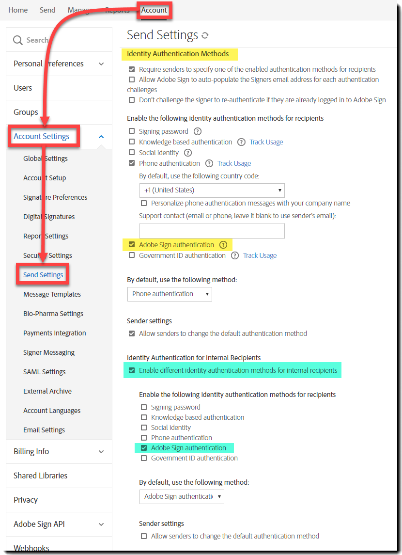 Gå till autentiseringsmetoder