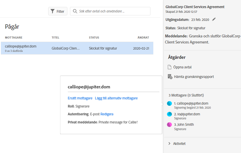 Ersätt den aktuella mottagaren
