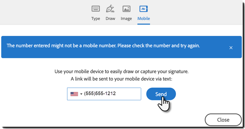 Felmeddelande för felaktigt nummer