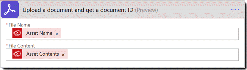 Åtgärd: Ladda upp ett dokument och hämta ett dokument-ID
