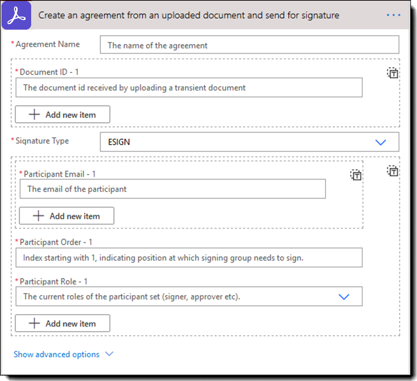 Skapa ett avtal från ett uppladdat dokument och skicka för signering