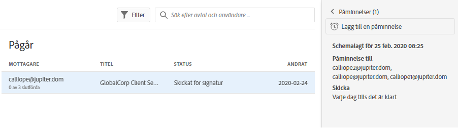Befintlig påminnelse