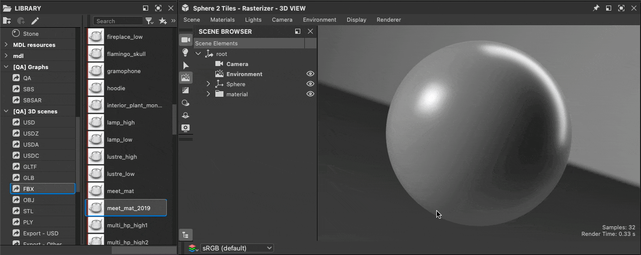 Loading a 3D scene - From the Library