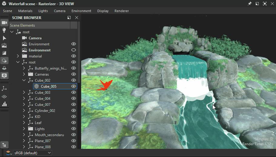 Overriding a scene material, tweaking it and resetting it to its scene state